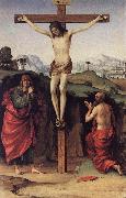 FRANCIA, Francesco Crucifixion with Sts John and Jerome de oil painting on canvas
